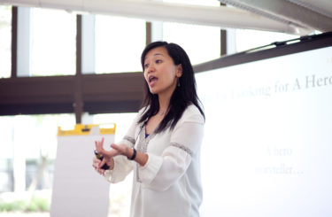 2016 Kellogg School of Management Reunion. Esther Choy holds her workshop, "What Stories Are You Telling at Reunion," at the Allen Center Atrium on May 13, 2016 in Evanston, IL. Photography by Eddie Quinones.