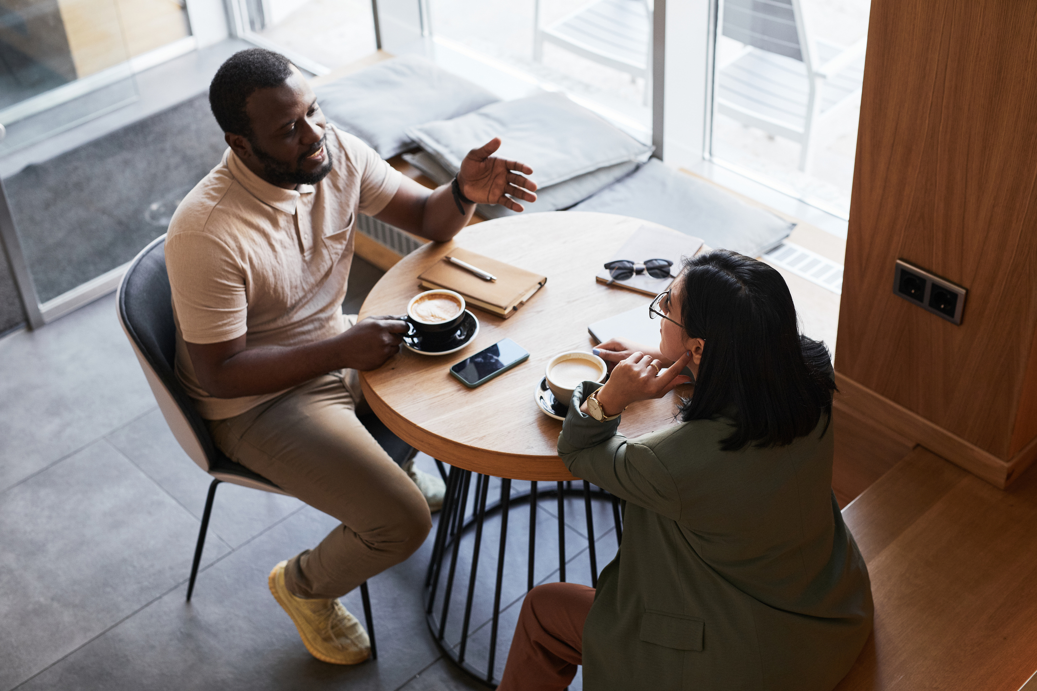 Two business leader discussing a new sales item