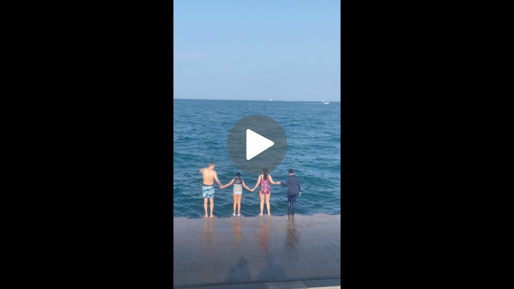 Esther Choy and Family Dive Into Lake Michigan